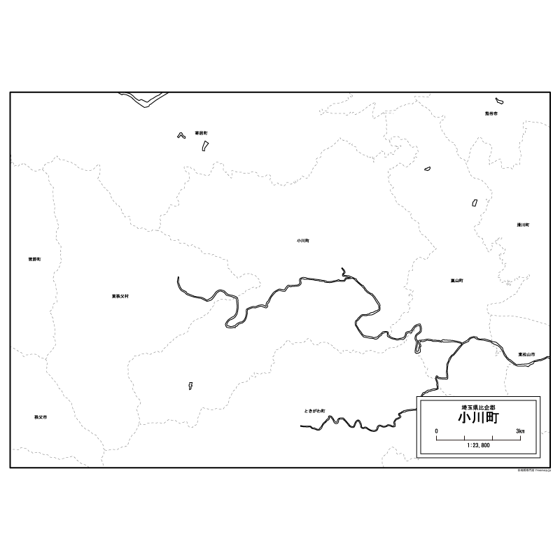 小川町の白地図のサムネイル