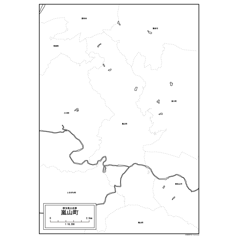 嵐山町の白地図のサムネイル