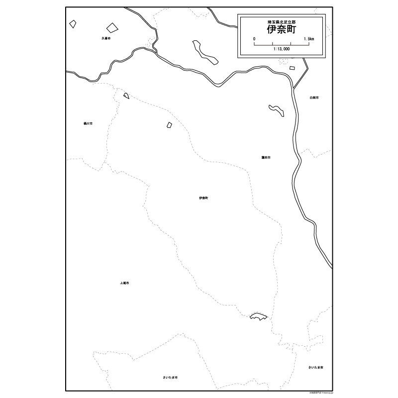 伊奈町の白地図のサムネイル