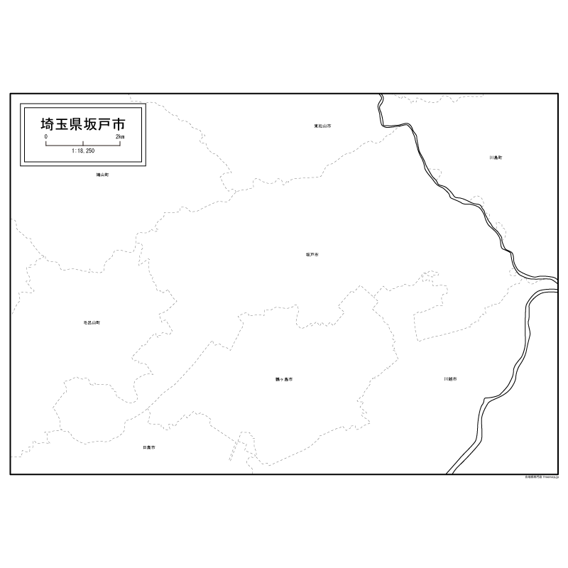 坂戸市の白地図のサムネイル