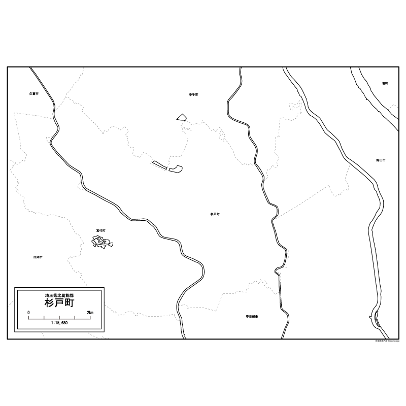 杉戸町の白地図のサムネイル