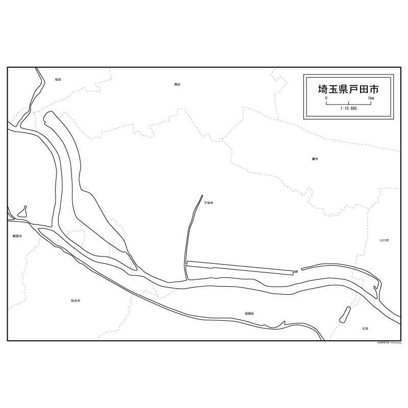 戸田市の白地図のサムネイル