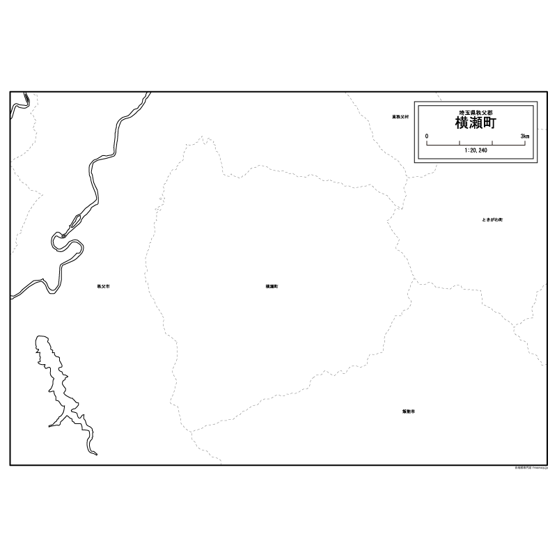 横瀬町の白地図のサムネイル