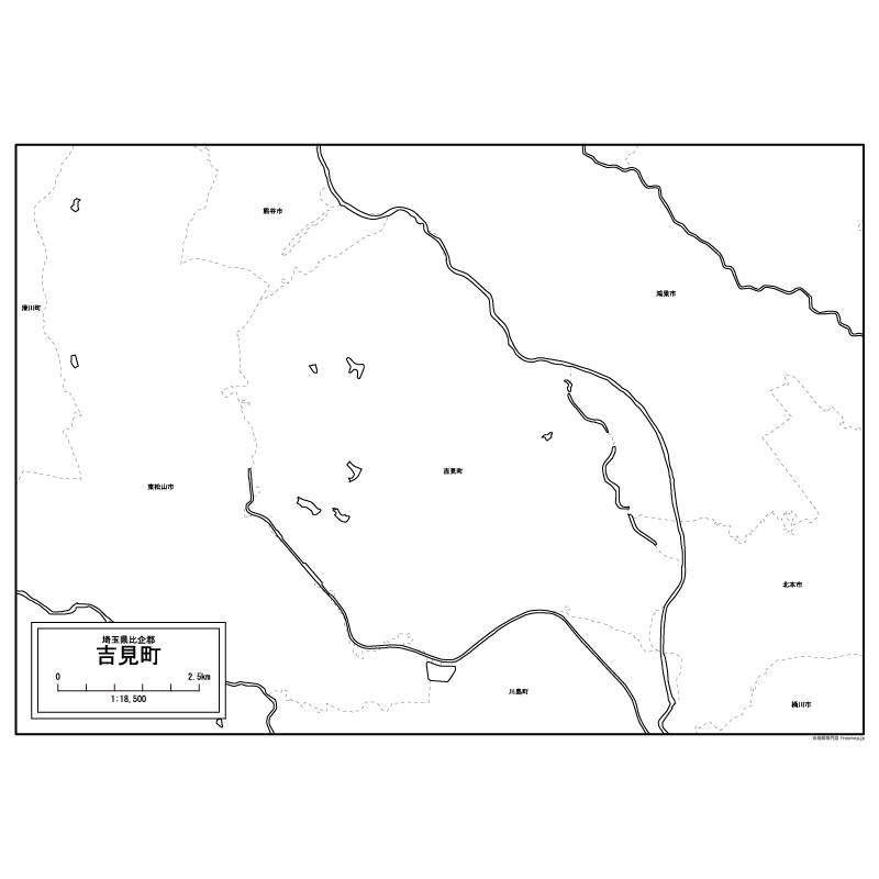 吉見町の白地図のサムネイル