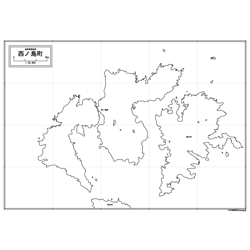 西ノ島町の白地図のサムネイル
