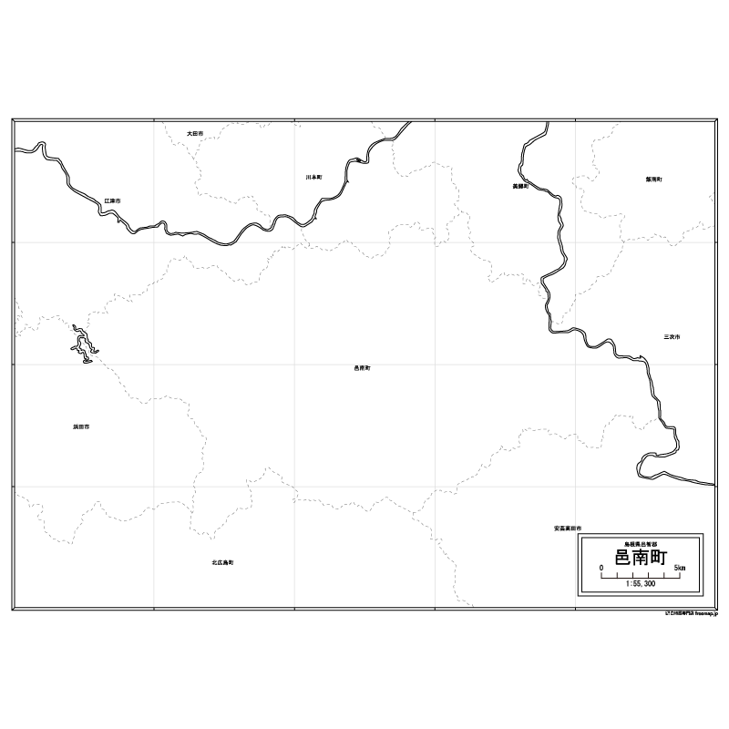 邑南町の白地図のサムネイル