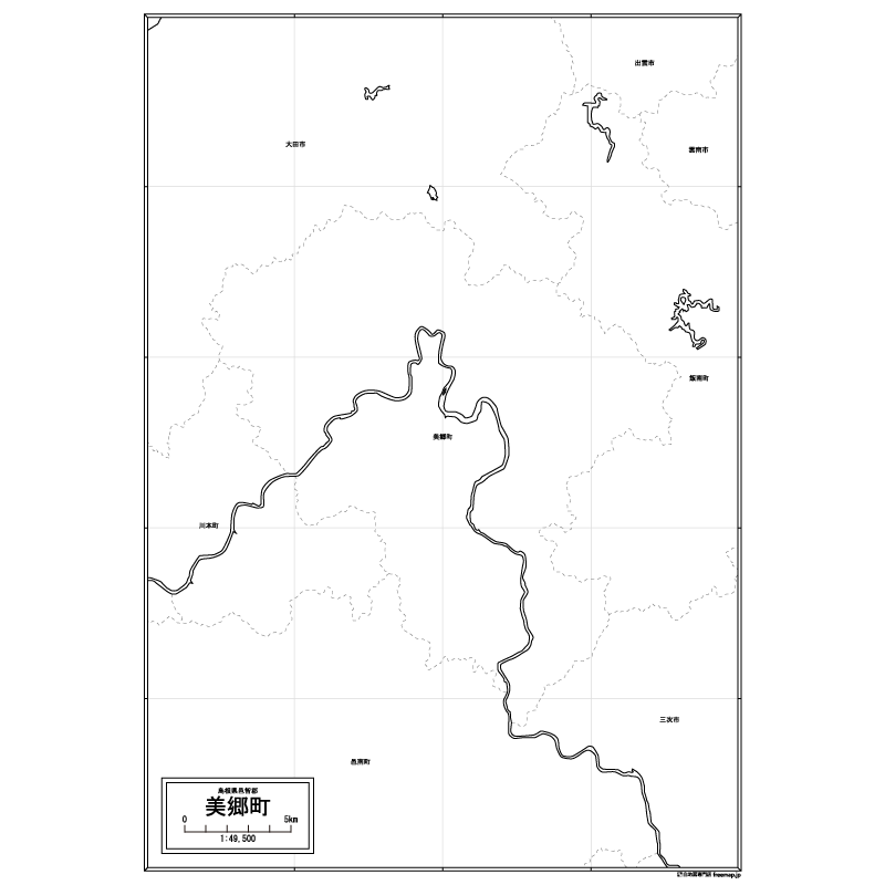 美郷町の白地図のサムネイル
