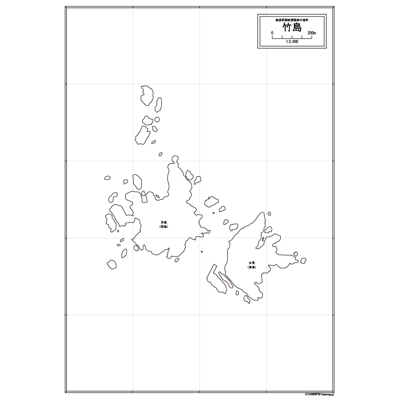 竹島（島根県隠岐の島町）の白地図のサムネイル