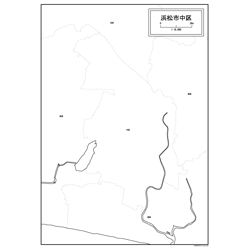 浜松市中区の白地図のサムネイル