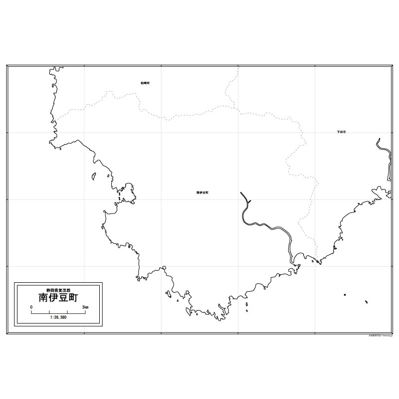 南伊豆町の白地図のサムネイル