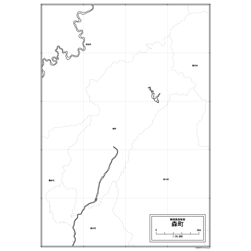 森町の白地図のサムネイル