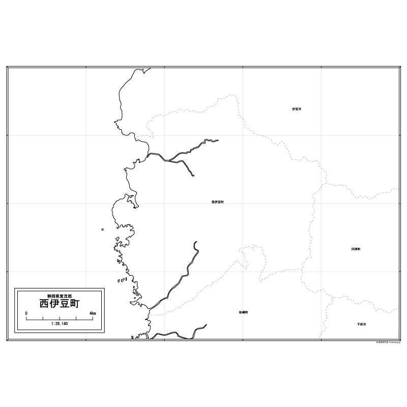 西伊豆町の白地図のサムネイル