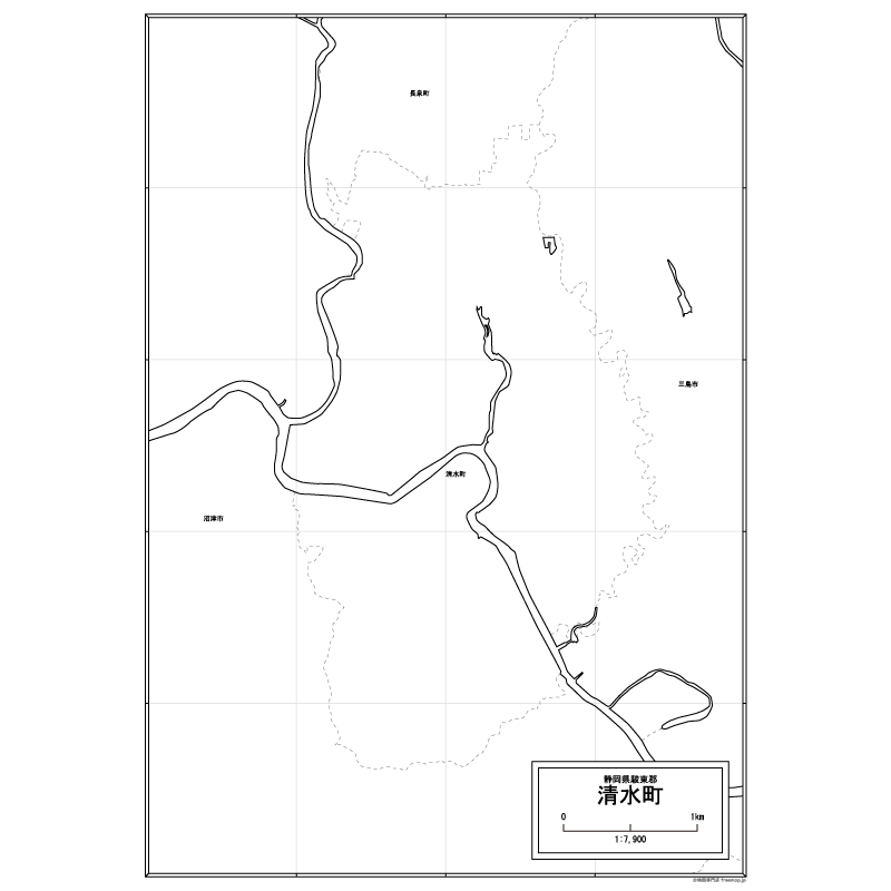 清水町の白地図のサムネイル