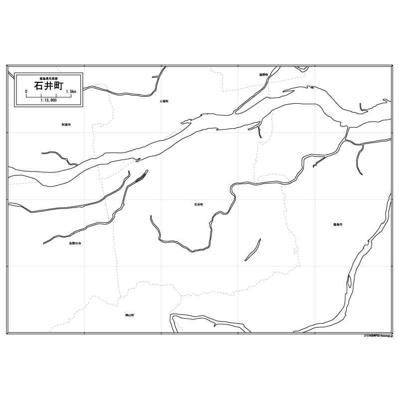 石井町の白地図のサムネイル