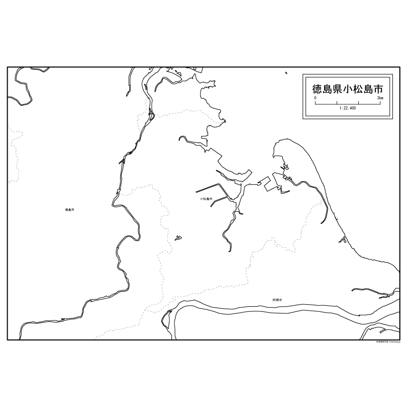 小松島市の白地図のサムネイル