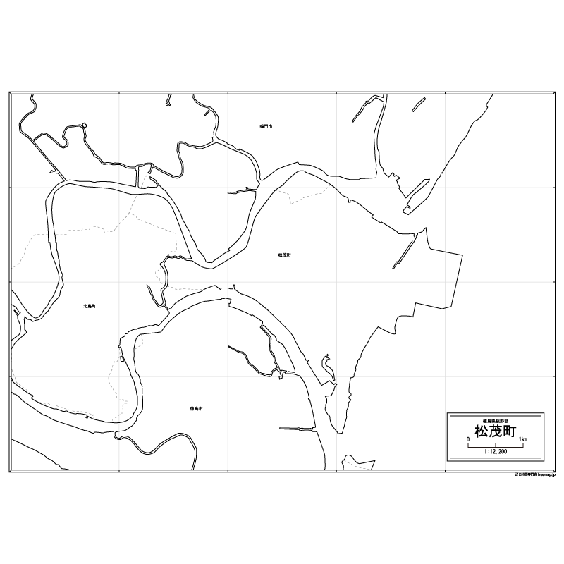 松茂町の白地図のサムネイル