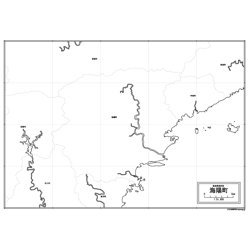 海陽町の白地図のサムネイル