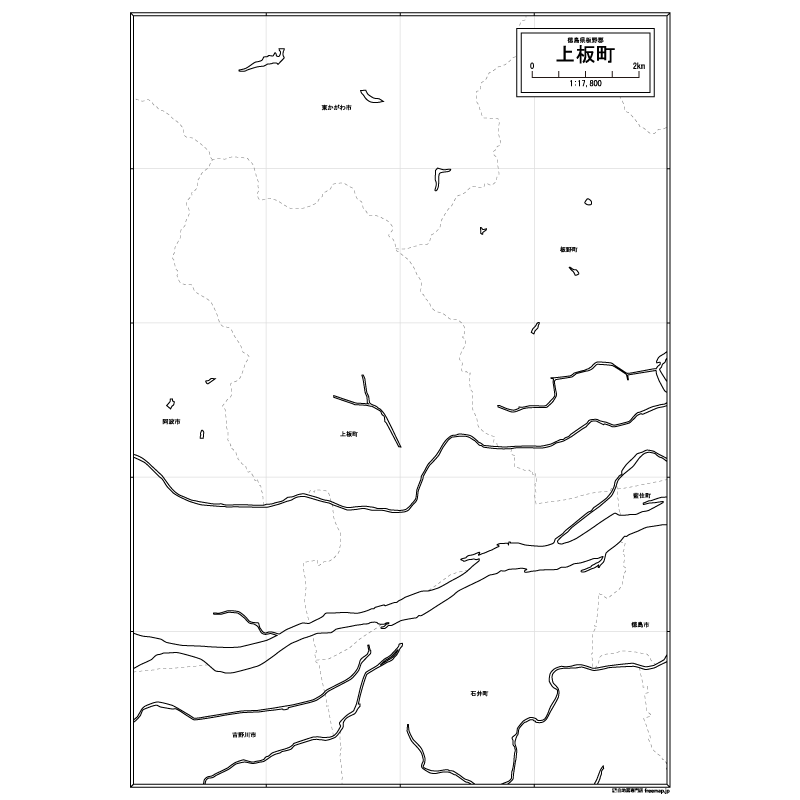 上板町の白地図のサムネイル
