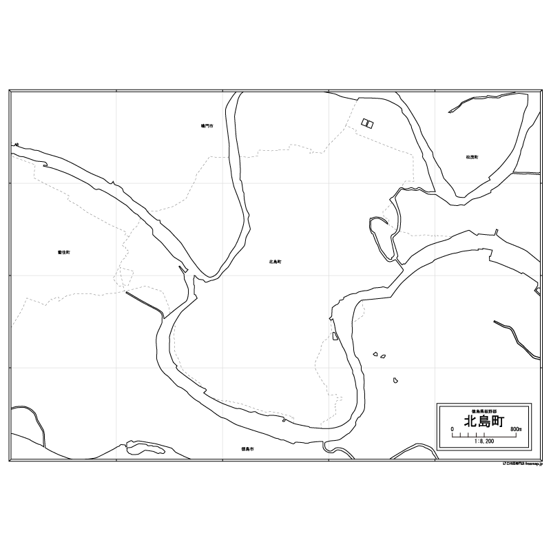 北島町の白地図のサムネイル