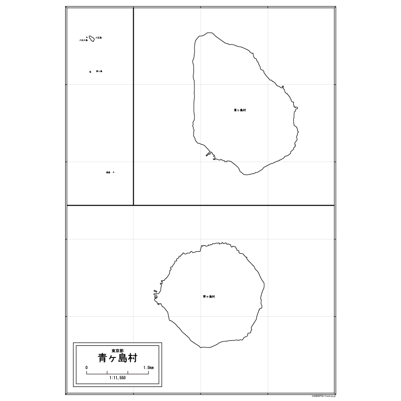 青ヶ島村の白地図のサムネイル