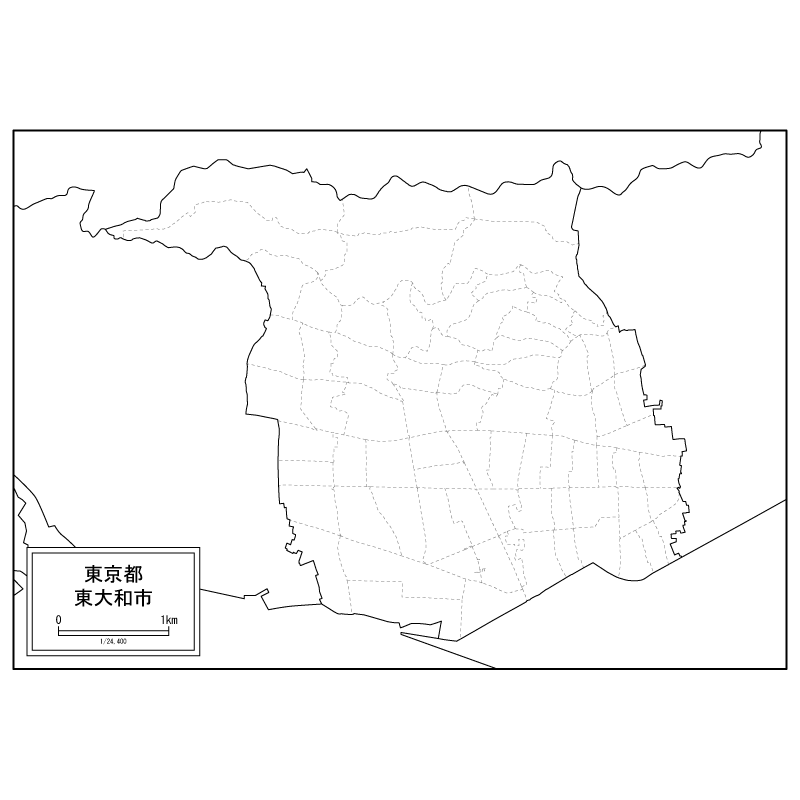 東大和市の白地図のサムネイル