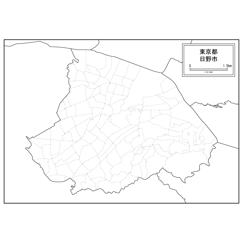 日野市の白地図のサムネイル