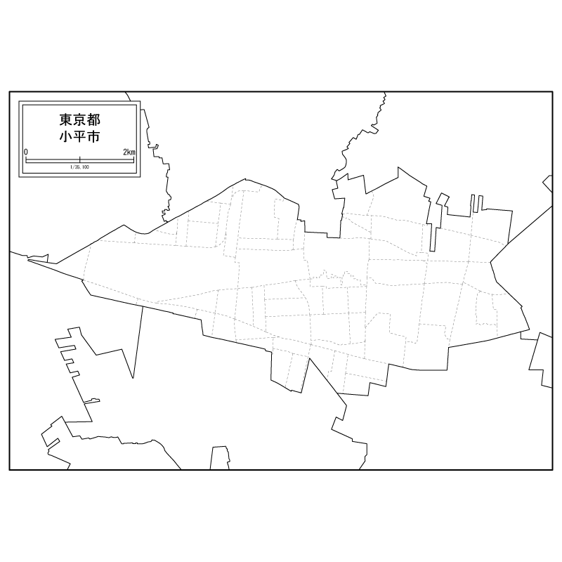 小平市の白地図のサムネイル