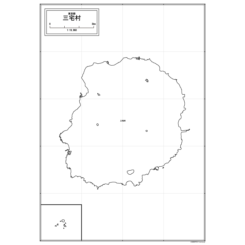 三宅村の白地図のサムネイル