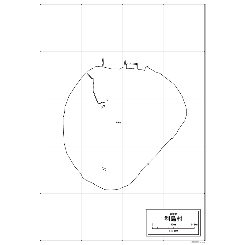 利島村の白地図のサムネイル