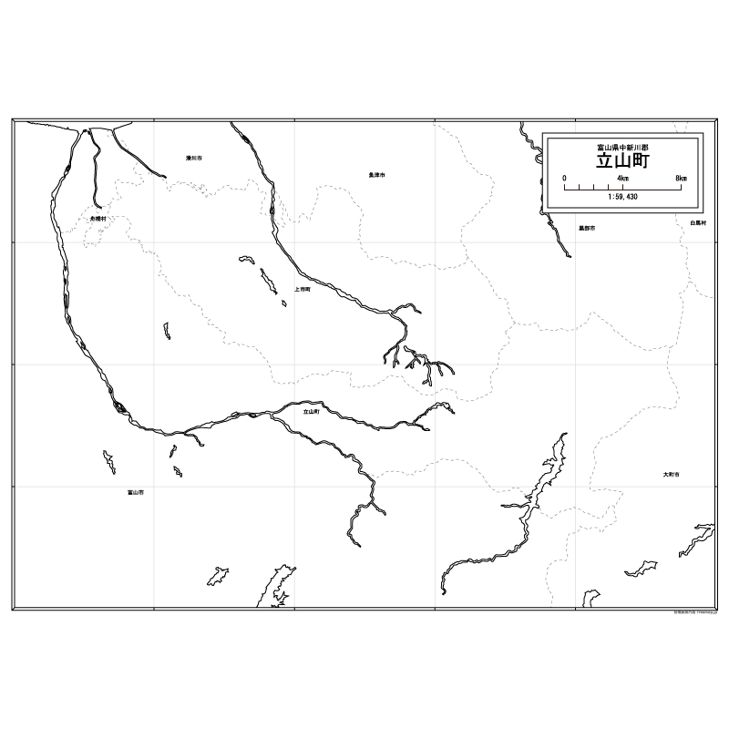 立山町の白地図のサムネイル