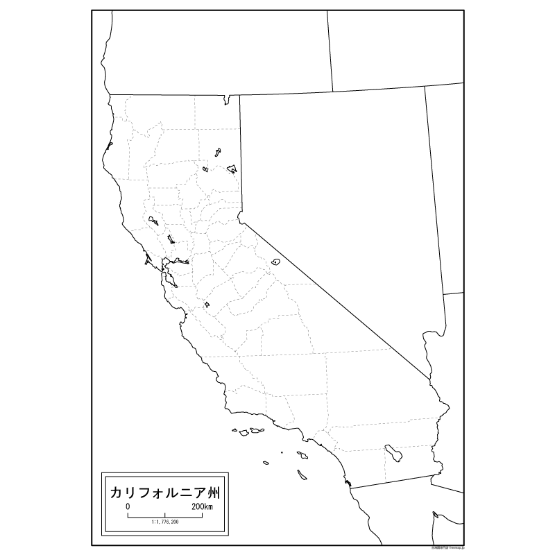 カリフォルニア州の地図のサムネイル