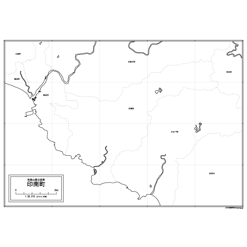 印南町の白地図のサムネイル