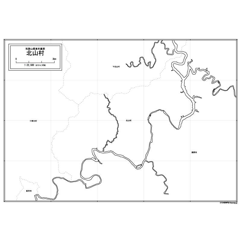 北山村の白地図のサムネイル