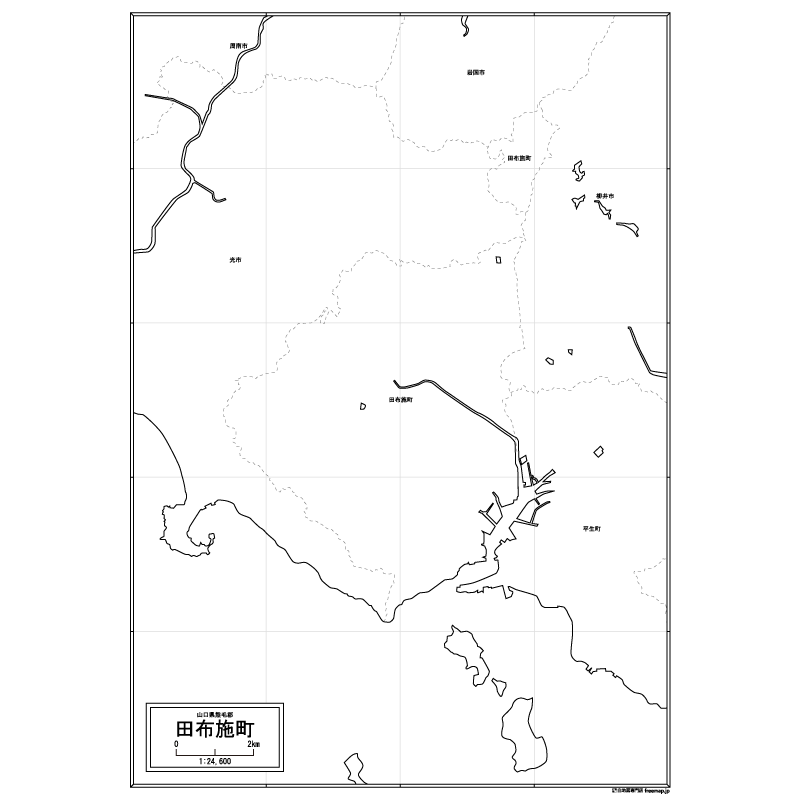 田布施町の白地図のサムネイル