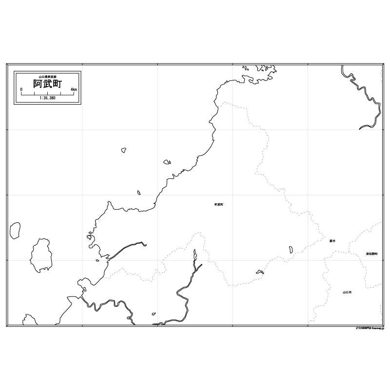 阿武町の白地図のサムネイル