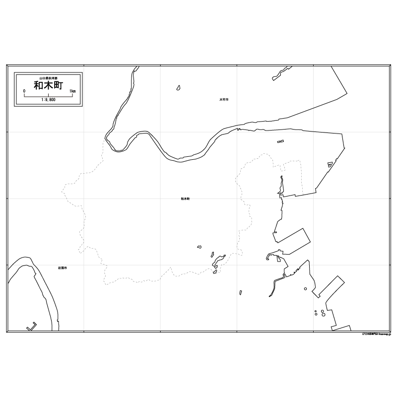 和木町の白地図のサムネイル