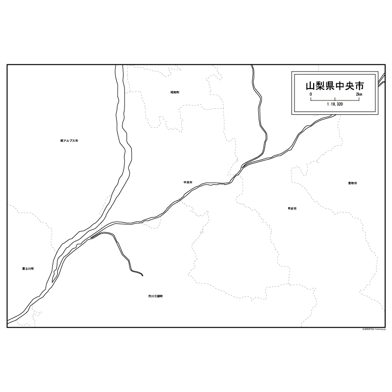 中央市の白地図のサムネイル