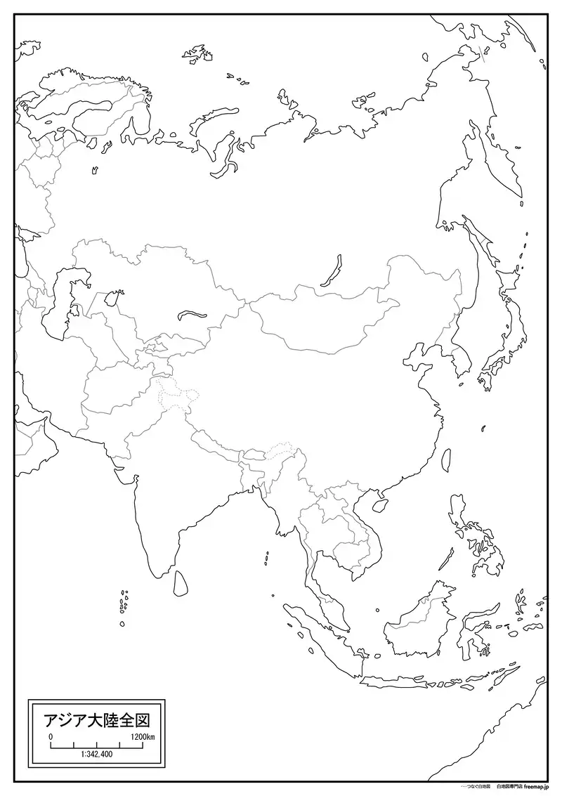 アジア大陸全図の画像