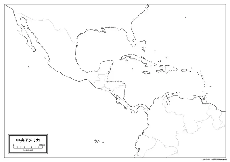 中央アメリカ地域全図の画像